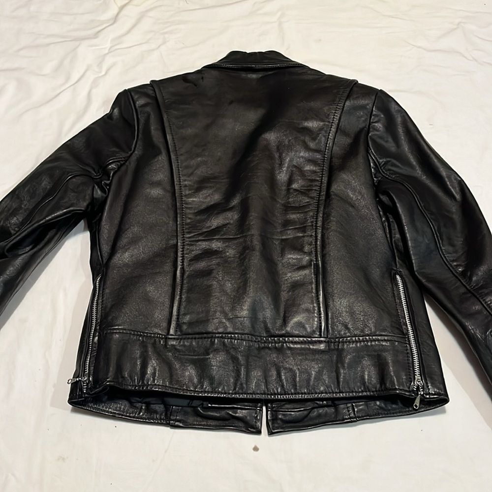 Vintage Espirt Black 100% Leather Bomber Motorcycle Jacket Small - Picture 7 of 10